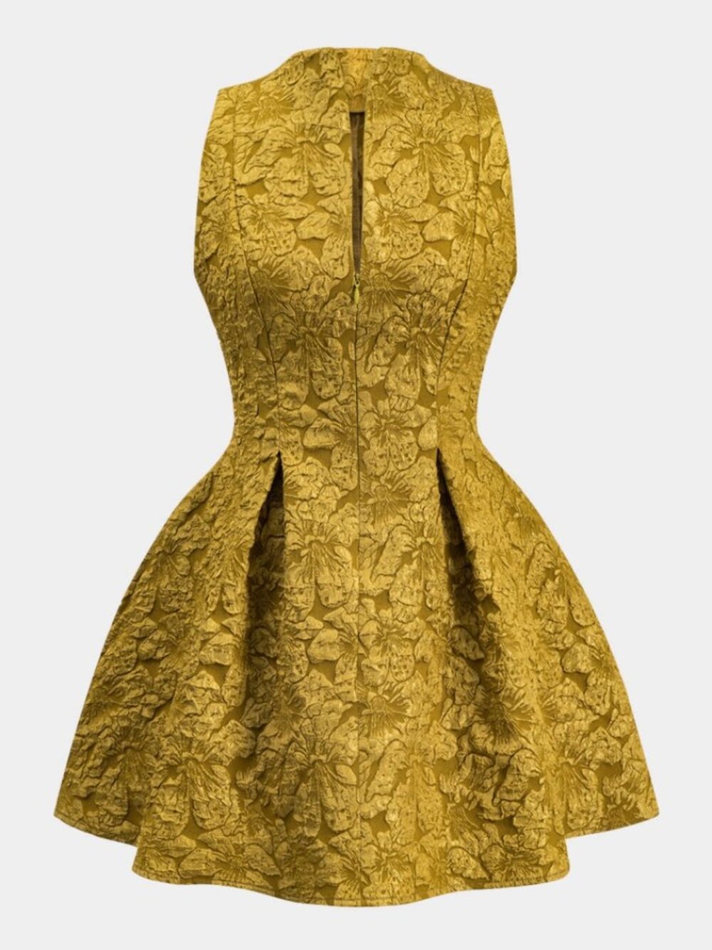 NWOT Micas Jacquard Sleeveless Ruched Mini Dress in Mustard Size Small